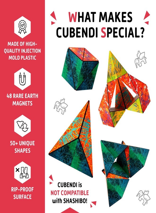 CUBENDI Geometric Origami Puzzle - Infinity Fidget Cube for Adults, Kids & Teens - Mesmerizing & Magnetic Shape Shifting Box w/48 Rare Earth Magnets - by Fun in Motion Toys (Twist) - Image 4